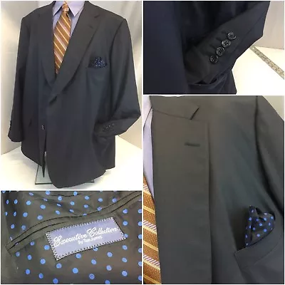 Tom James Bespoke Blazer 48L Blue 2b 1v Func Cuffs 48 L Mint YGI RE!444 • $44.99