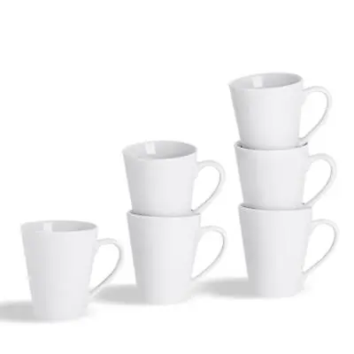 £16.98 • Buy White Latte Cappuccino Coffee Tea Mugs Cups Porcelain Crockery 285ml (10oz) X6