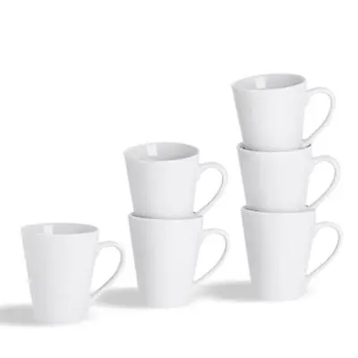 White Latte Cappuccino Coffee Tea Mugs Cups Porcelain Crockery 285ml (10oz) X6 • £15