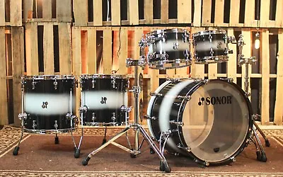 Sonor SQ2 Medium Beech Solid Black White Black Drum Set - 2210121416 • $6289.24