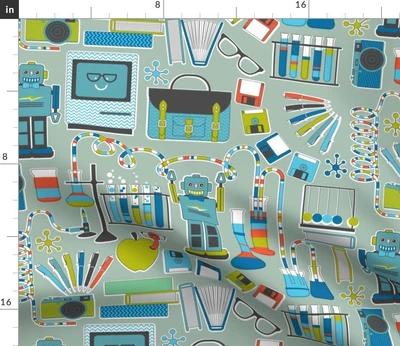 $27.20 • Buy Geek Robot Computer Floppy Disk Retro Nerd Fabric Printed By Spoonflower BTY