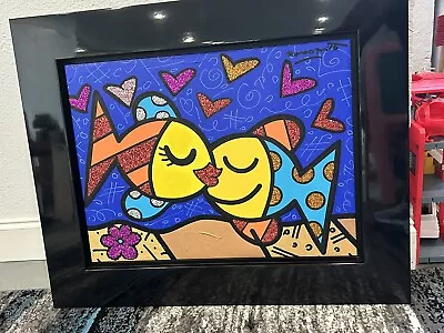 Romero Britto “Deeply In Love” Original Mixed Media On Canvas 18x24 Wentworth • $3000