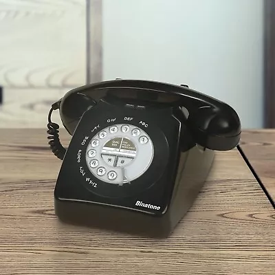 Binatone Retro 1971 Rotary Dial Corded Telephone Phone Black - Single Keypad • £39.99