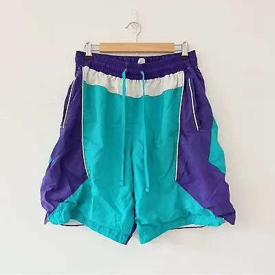 Vintage Nike Throwback Swim Trunks Basketball Shorts Nylon Inner Mesh Blue Large • $16