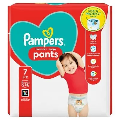 Pampers Baby-Dry Nappy Pants Size 7 17kg+ 25 Nappies • £10.99