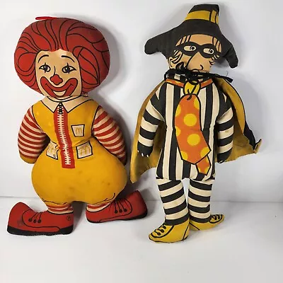 Vintage McDonald's Ronald Mcdonald & Hamburglar Doll Toy 1970s Plush 16 Inches • $27.99