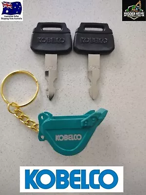 2 Kobelco Logo Excavator Digger Plant Keys K250 + Kobelco Key Ring • $25.99