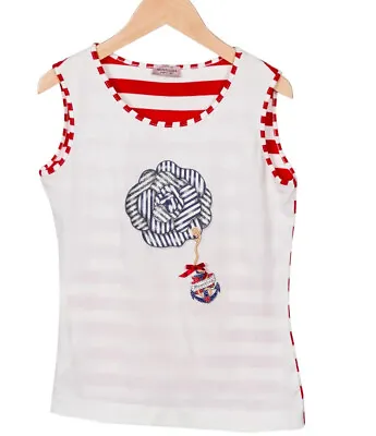 MONNALISA Girls Sleeveless Printed Top Red White Size 10 • $30