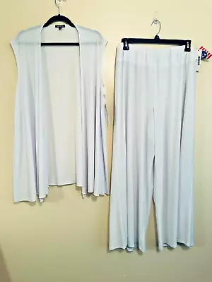 Vikki Vi Silky Jersey Swing Vest & Palazzo Pants Set Size 3X Outfit White NEW • $69.99