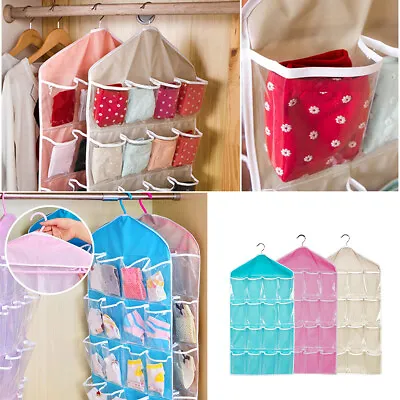 £3.29 • Buy Storage Hanging Bag 16 Pockets Door Wall Hold Socks Underwear Toy Tidy Organizer