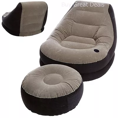 Intex Inflatable Ultra Lounge & Ottoman. Large Video Gaming Chair Seat Bean Bag • £35.64