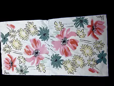 Vintage MCM Vera Neumann Cotton Floral Table Topper • $14