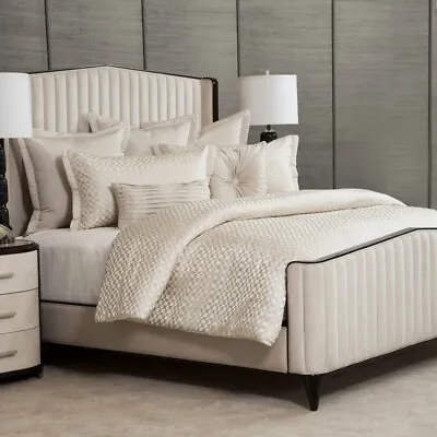 Michael Amini - Katarina 7 Piece Queen Comforter Set Pearl - BCS-QS07-KTRNA-PRL • $424.99