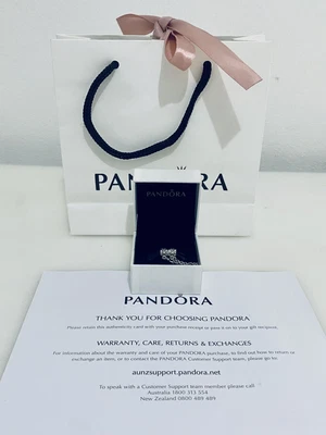 $37 • Buy Pandora Silver Flower Charm With Safety Chain