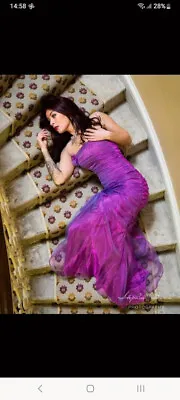 Purple Two Tone Organza Prom Bridesmaid Gown Dress Strapless Corset Mermaid • £64.99