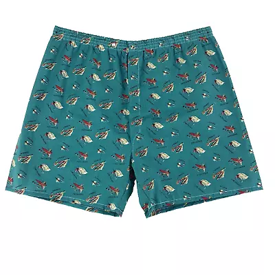 Vintage Hand Made Boxer Shorts Men's Size 36-38 Green  Fish Lures Great Gag Gift • $18.96