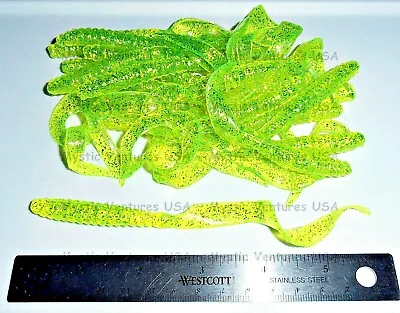 20x 6  MISTER TWISTER Chartreuse Silver Flake Curly Tail Grubs Bass Walleye • $8.99