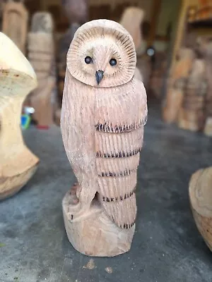 Chainsaw Carving Owl  Great Gift Idea Elm Wood Home Garden  Sculpture Art Craft  • £140