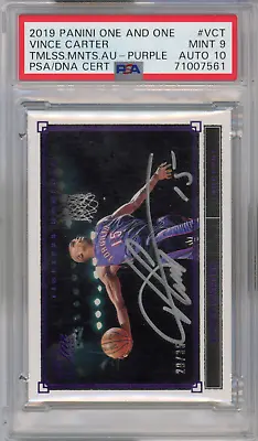 2019 Panini One And One Timeless Moments Auto Purple /35 Vince Carter PSA 9 • $2600