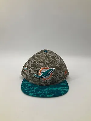 Miami Dolphins Camo/blue Salute To Service New Era Fitted Hat New Sz: 8 1/8 • $15.99