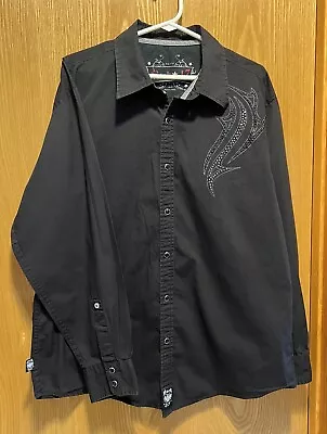 Men's Black Wrangler Rock 47 Sz XL Western Long Sleeve Shirt Pre-Owned Good Cond • $20