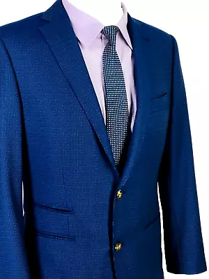 38S* Indochino Mens 2 Button Wool Blazer Jacket Navy Powder Blue Pencil Stripe • $48.95