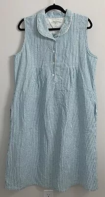 THE VERMONT COUNTRY STORE Dress Size L Teal White Striped • $34.98