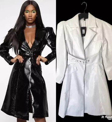 NWT Fashion Nova X Cardi B Hammer Time White Trench Coat Size S • $114.65