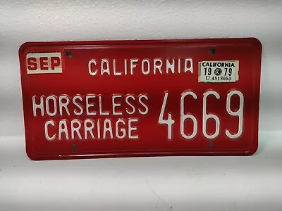 Vintage California Horseless Carriage License Plate Red (4669) - Nice!!! • $46.66