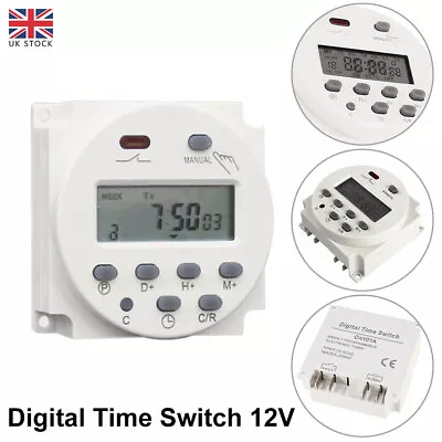 CN101A DC 12V 16A Digital LCD Power Programmable Timer Time Relay Switch UK • £9.26