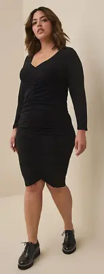 Womens Torrid Black MINI JERSEY BODYCON DRESS Size 0 12 Large NWT • $58.95