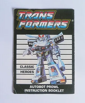 £15 • Buy Transformers G1 - Prowl - 1990 European Classics Instructions