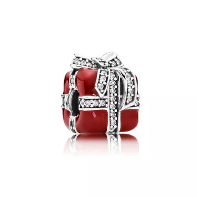 PANDORA Sparkling Surprise Present Charm With Red Enamel Silver Charm - 791772CZ • £23.63