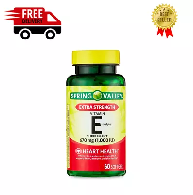 Spring Valley Vitamin E Softgels 670 Mg (1000 IU)- 60 Count • $14.49