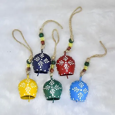 Handmade 5 Pcs 7cm Painted Bells Hanging Harmony Multicolor Festive Decor Witch • $10.44