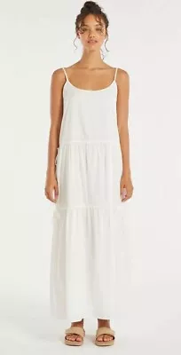 $85 • Buy Zulu & Zephyr Air Dress White Organic Cotton Maxi Dress Size 12 Gypsy Natural 