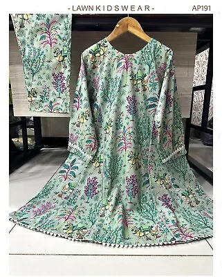 Girls 2 Pc Printed Trouser Suit Pakistani Kids Ayesha Pret Designer Floral Dress • £14.99