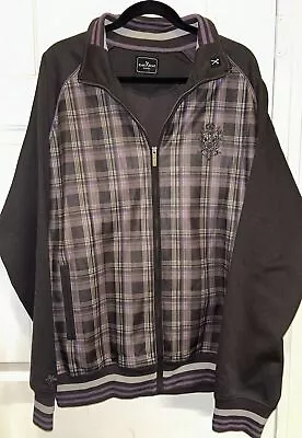 MARC ECKO Cut & Sew Plum Purple & Brown Plaid Track Jacket Coat - 2XLarge • $19.95