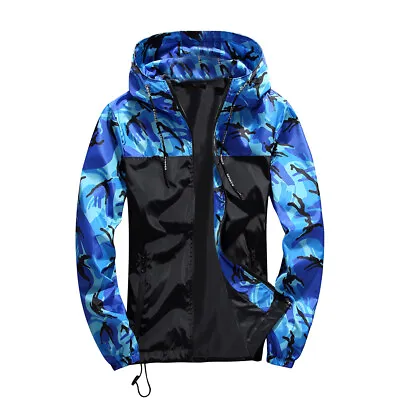 Men Waterproof Rain Jacket Hooded Sport Camouflage Coat Army Windbreaker Outwear • $39.05