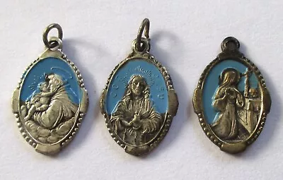 Lot 3 Vintage Antique Silver Brass Religious Medals Saint Sacred Heart Mary • $14.99