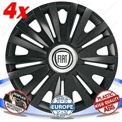 £122.70 • Buy Set 4 Bolts Wheel Cover Wheels Caps 13 Royal Black For Fiat Ulysse