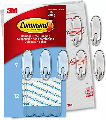 Command Medium Clear Oval Value Pack 7 Hooks And 12 Strips • $35.95