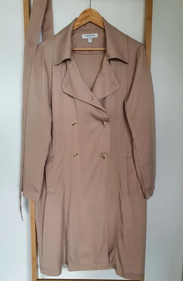 $65 • Buy Forever New Sz 14 Soft Trench Coat Long Beige Belted Wardrobe Staple EUC