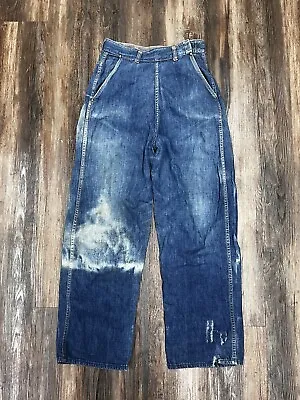 Vintage 1940s 40s 1950s 50s Denim Side Zipper Jeans Orange Stitch • $200