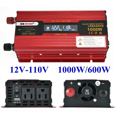 US 1000W Car Portable LCD Power Inverter DC 12V To AC 110V Converter • $39.99