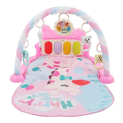 Baby Gym Play Mat Pink Kick And Play Piano Gym Mat With Rattles Toy • £20.15