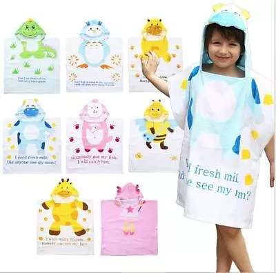 Kids Hooded Bath Towel Beach Swimming Towel 100%Cotton For Children Boys Girl UK • £10.99