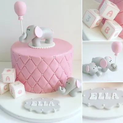 Elephant Cake Topper With Balloon / Edible Sugar Cake Decoration • £1.99