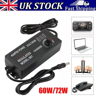 AC/DC Electrical Power Supply Adapter Charger Variable Voltage 3V-24V Adjustable • £11.99
