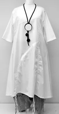 PLUS SIZE LA BASS DESIGN WHITE WOVEN COTTON A-LINE LONG DRESS Size 28-30 • $98.22